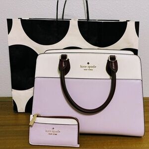 Kate Spade Madison Colorblock Saffiano Medium Satchel & Wallet Lilac Moonlight